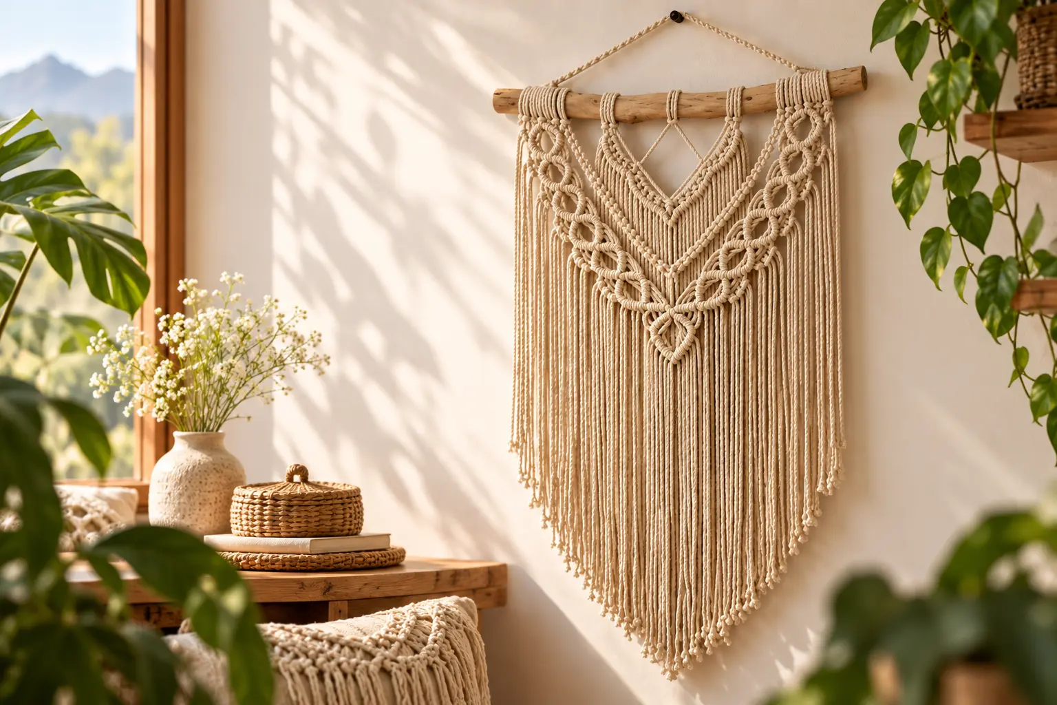 Pieza de macramé tejida a mano por D'hilo