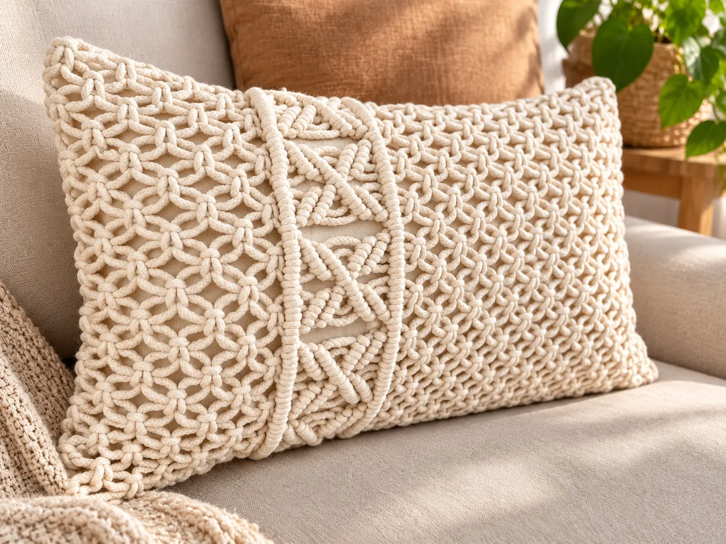 Cojines tejidos en macramé