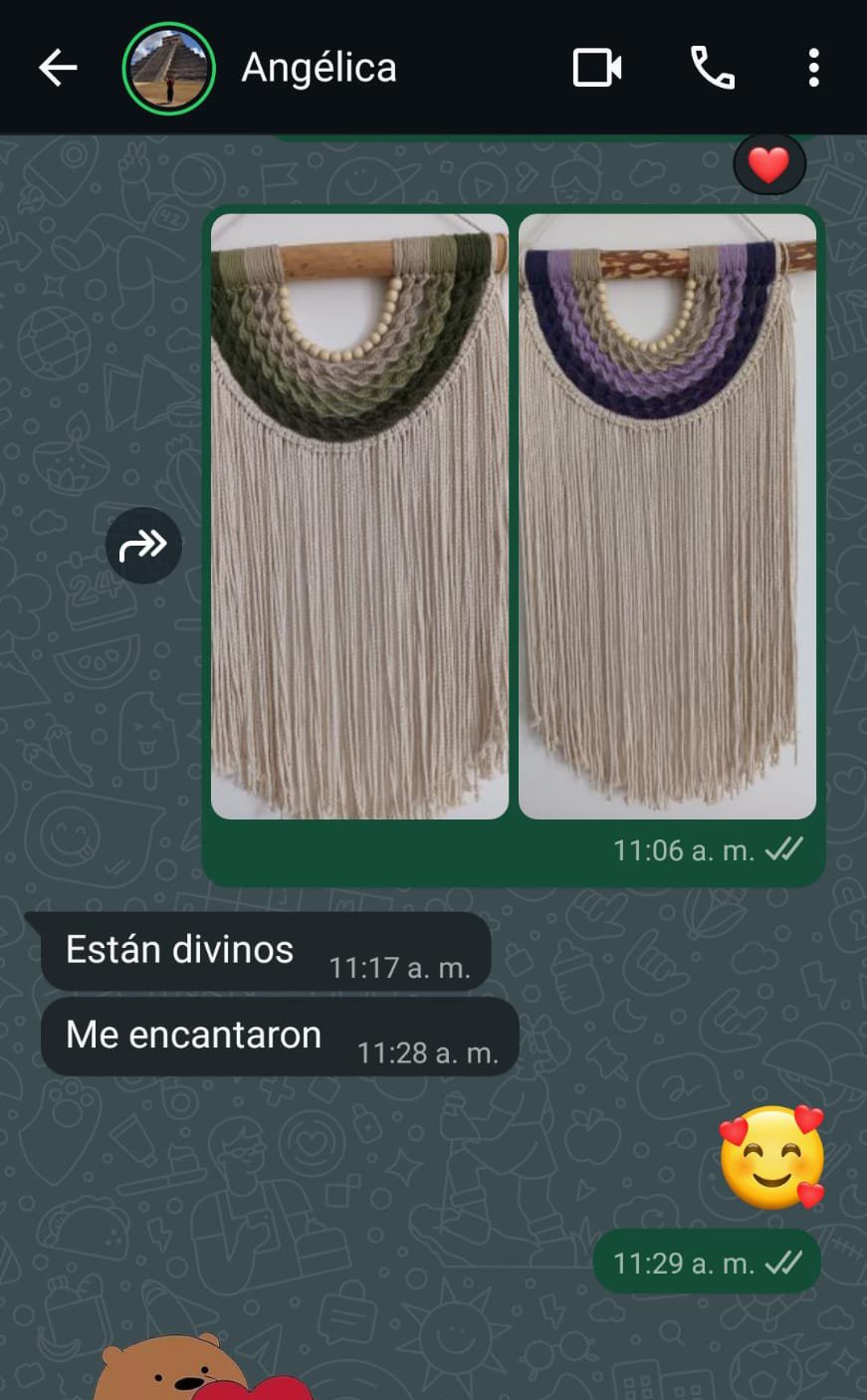 Captura de una reseña de cliente en WhatsApp